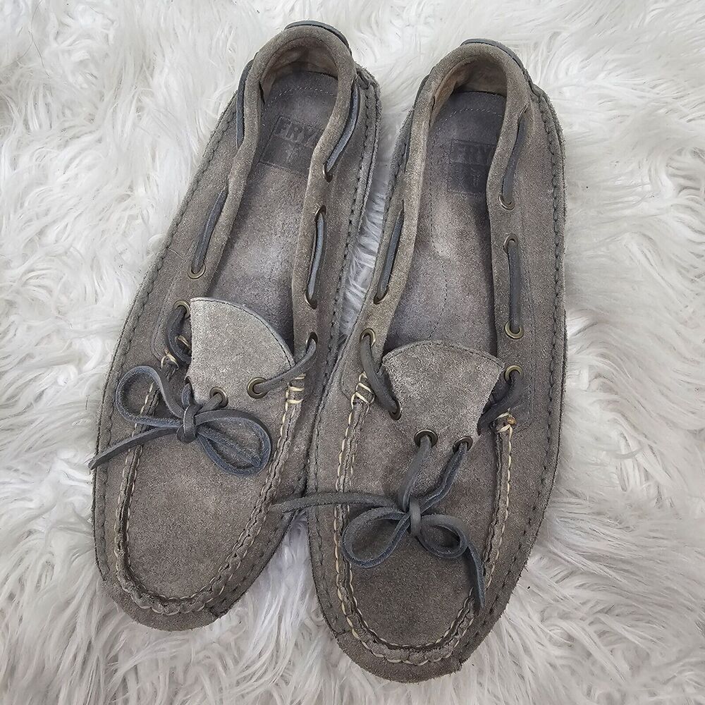 Frye Mason Tie Boat Shoe All Leather Men's Size 11.5 Gray